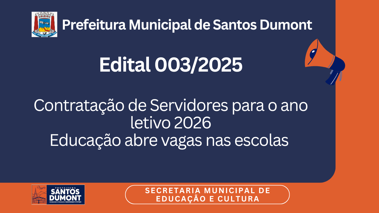 Edital 003/2025 - Contratação de Servidores para o ano letivo de 2026