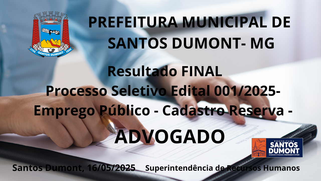 EDITAL 001/2025 RESULTADO FINAL ADVOGADO