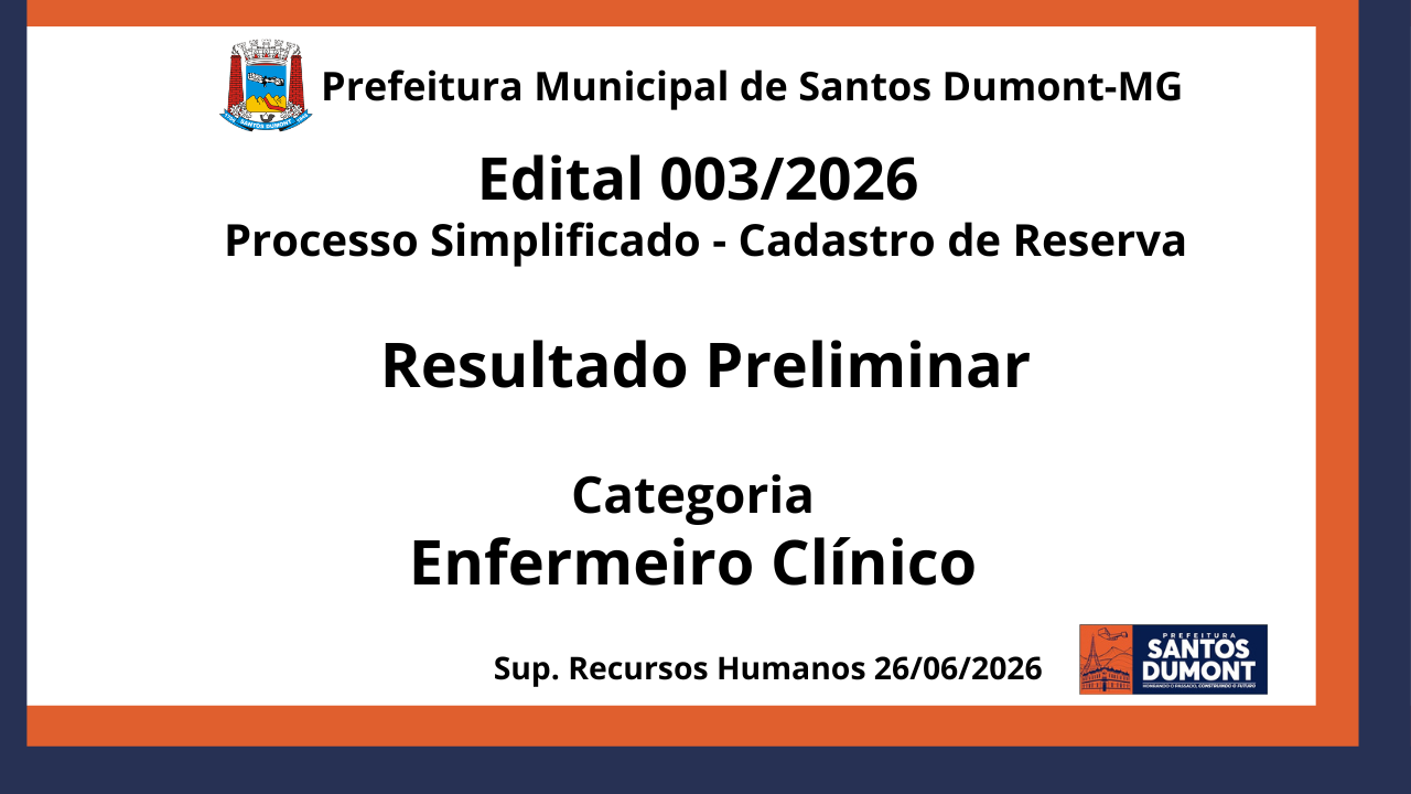 Edital 003/2026 Processo Simplificado  Resultado Preliminar