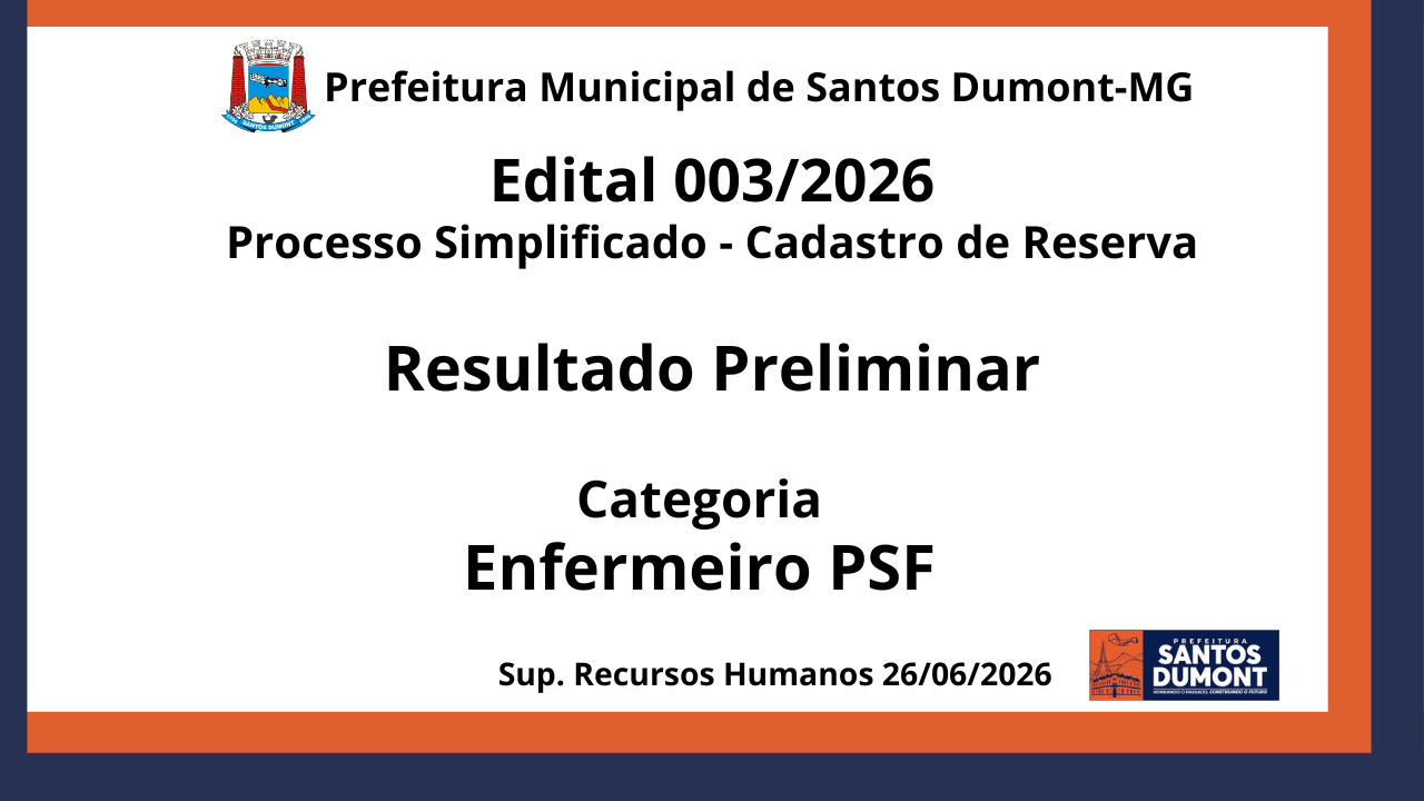  Resultado Preliminar  Edital 003/2026  Processo Simplificado