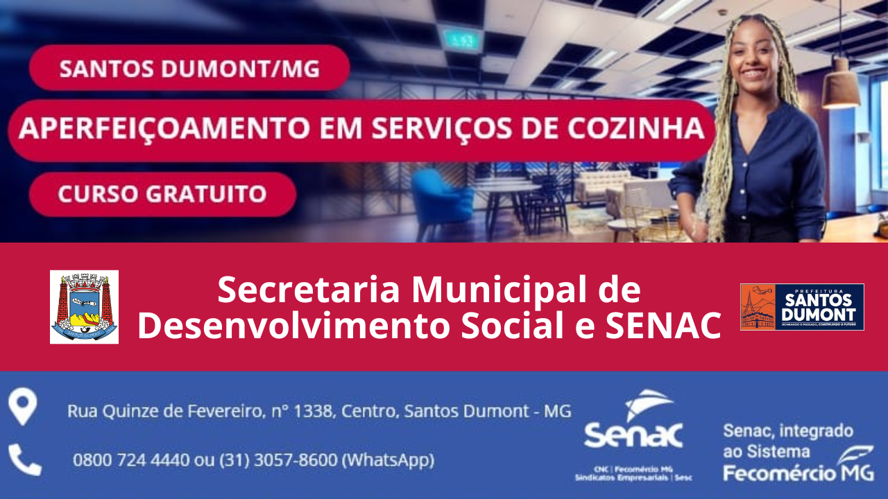 Curso gratuito de Aperfeiçoamento em Serviços de Cozinha!
