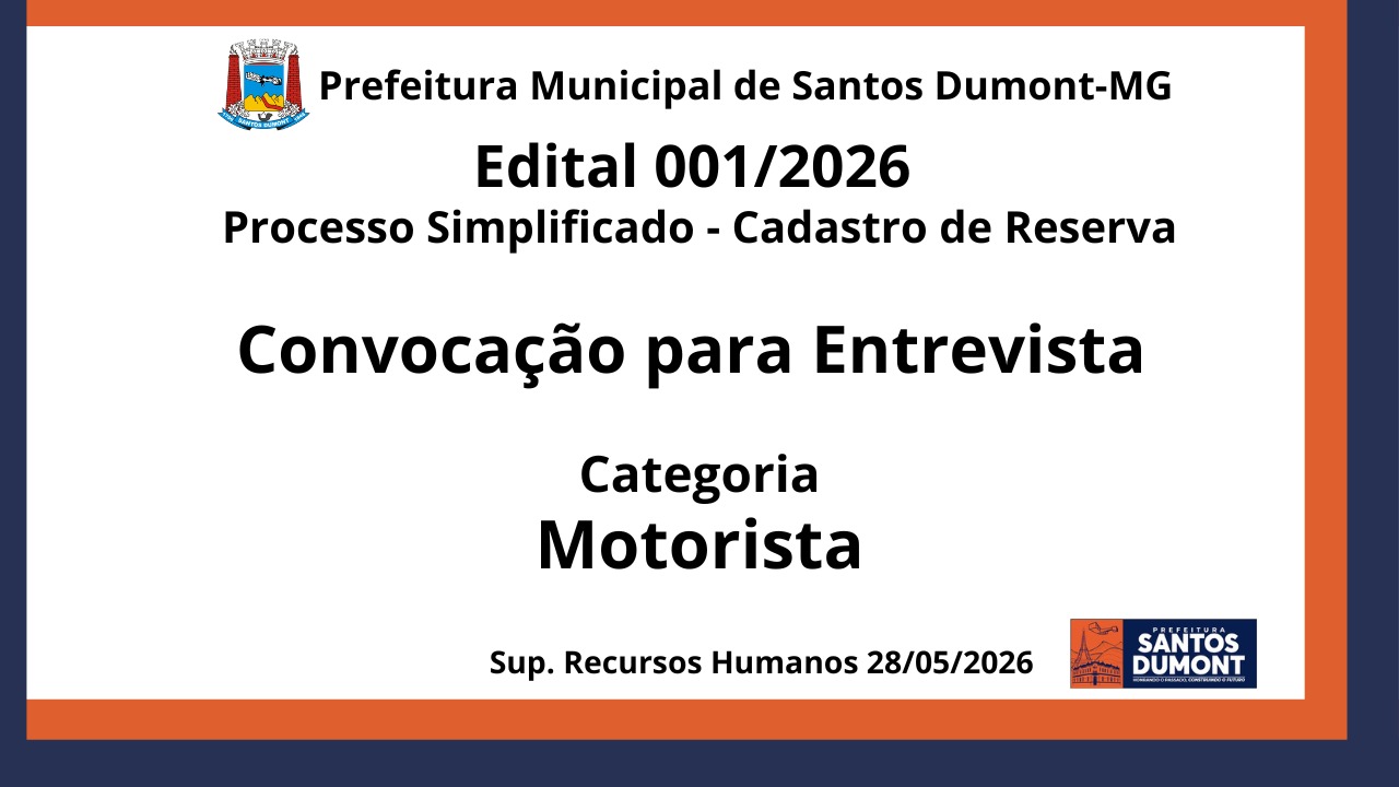 CONVOCAÇÃO PARA ENTREVISTA  - Categoria Motorista
