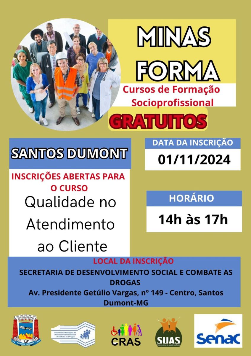 Secretaria de Desenvolvimento Social e Combate às Drogas Abre Inscrições para Curso de Qualidade no Atendimento ao Cliente