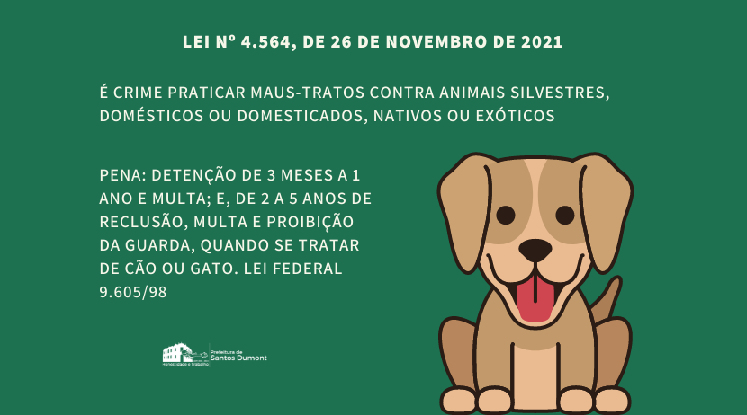 Lei Municipal 4.564 prevê obrigatoriedade de informativos sobre o crime de maus-tratos contra animais