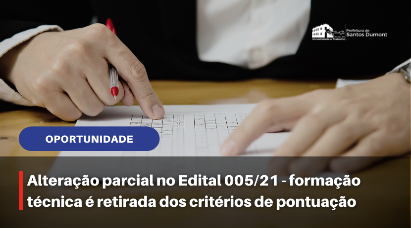 Alteração parcial no edital 005/2021