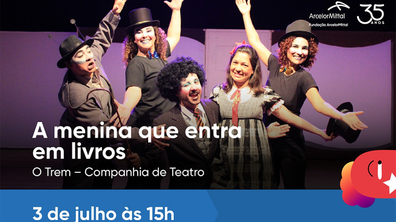 “A Menina que Entra em Livros”, peça teatral em Santos Dumont dia 3/07, às 15h na Praça Cesário Alvim