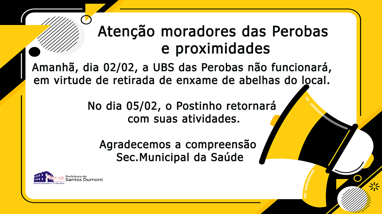 UBS das Perobas não abrirá amanhã, dia 02/02