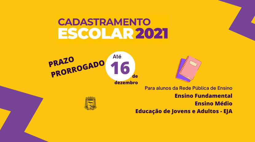 Cadastramento Escolar 2021 da rede estadual prorrogado