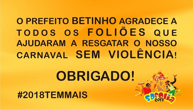 Agradecimento aos foliões