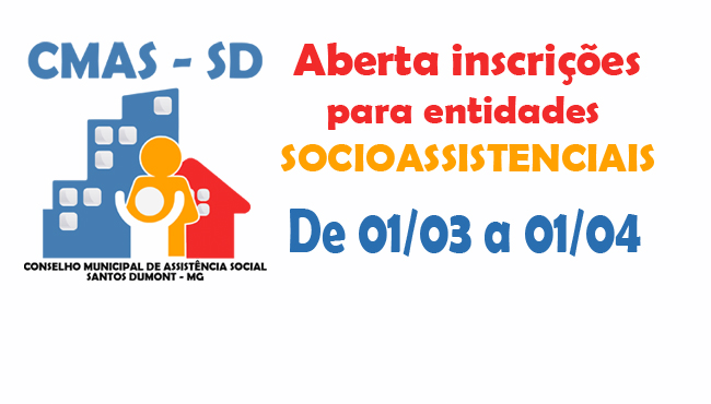 Assistência Social abre inscrição para Entidades Socioassistenciais se cadastrarem no CMAS